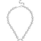 Metal Circle Charm Beaded Collar Necklace