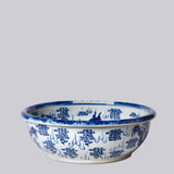 Blue and White Porcelain Dragon and Pearl Low Bowl