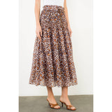 Smocked Waist Leopard Print Maxi Skirt
