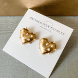 Matte Gold/Pearl Stud Earring