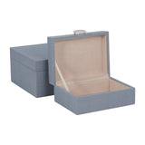Wood and Velvet Circular Pull Boxes S/2