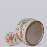 Pink and Green Porcelain Rustic Ancient Treasures Lidded Jar