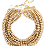 Metallic And Crystal Beaded Collar Necklace