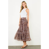 Smocked Waist Leopard Print Maxi Skirt