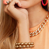 Beaded Metallic Stretch Bracelet Set