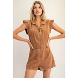 Corduroy Cap Sleep Romper