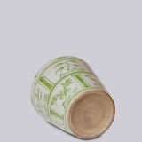 Green and White Porcelain Three Friends Tiles Planter