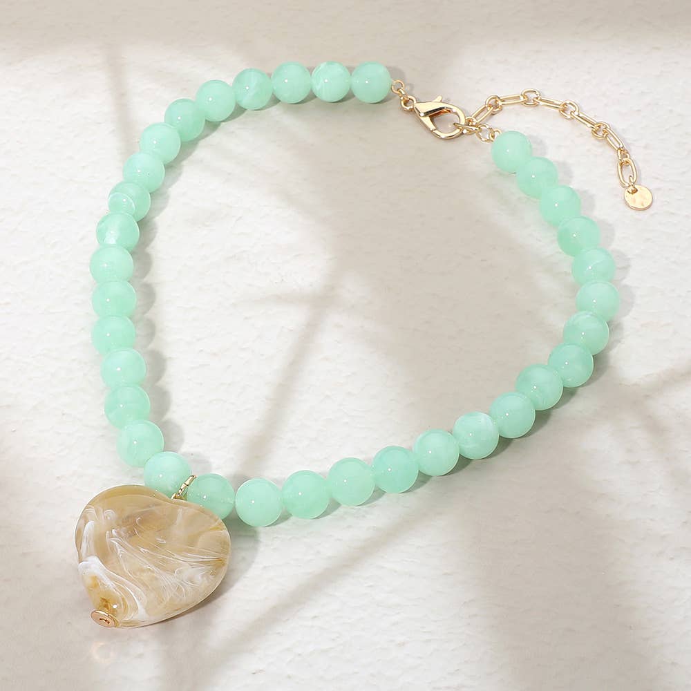 Resin Heart Charm Necklace