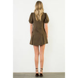 Olive Suede Short Sleeeve Dress