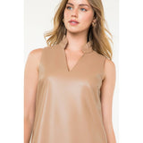 Leather Sleeveless Swing Dress