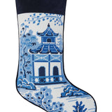 Chinoiserie Pagoda Embroidered Stocking