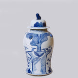 Phoenix Pair Blue & White Porcelain Temple Jar
