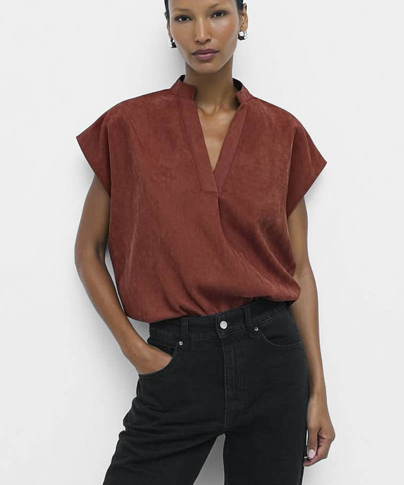 Soft Matte Drop Shoulder Blouse