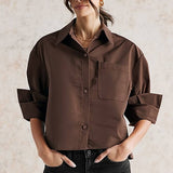 Rolled Sleeve Button Up Blouse