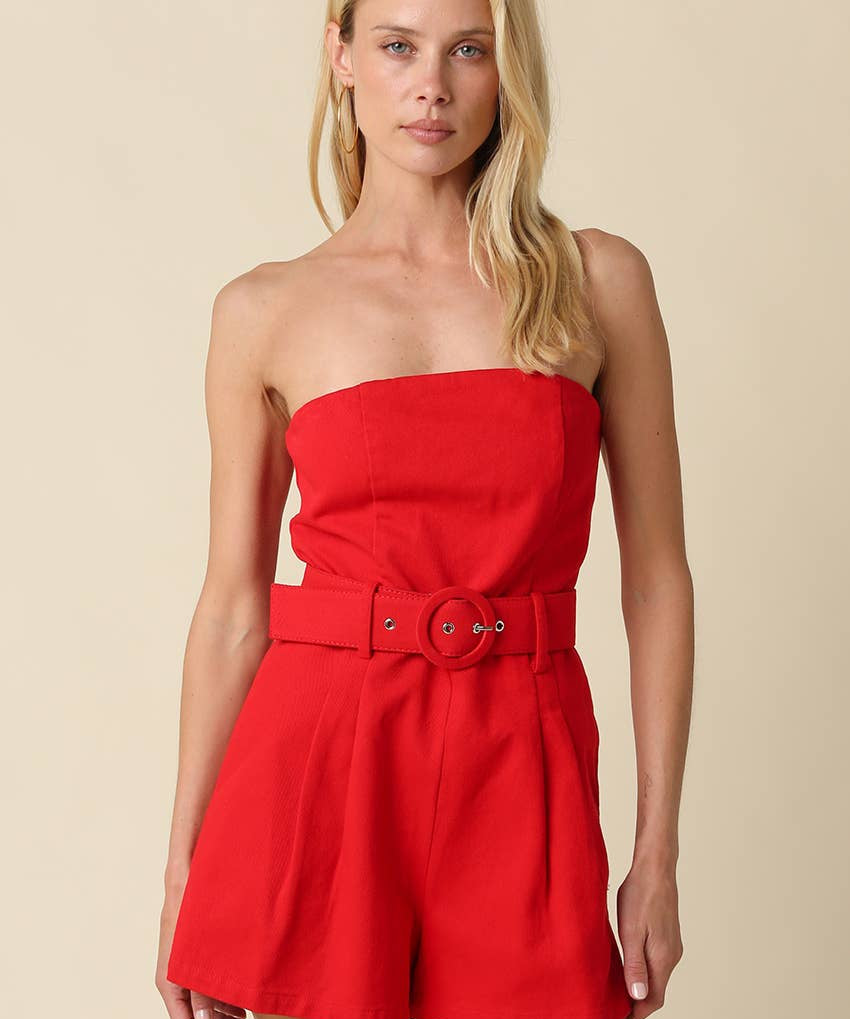 Louise Strapless Belted Romper