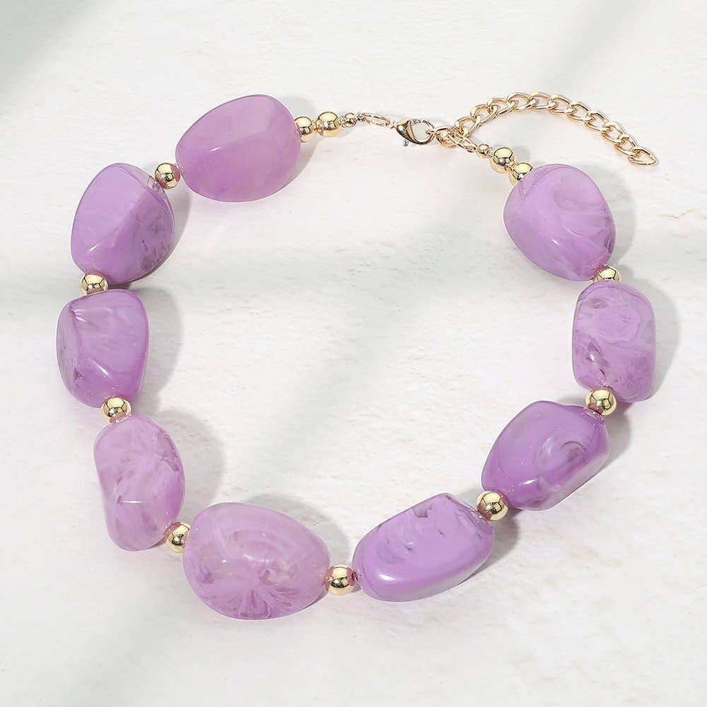 Chunky Resin Pebble Beaded Necklace
