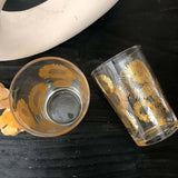Set of 6 Tea Glasses Sunflower Clear Gold