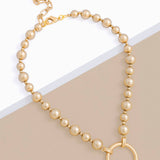 Metal Circle Charm Beaded Collar Necklace