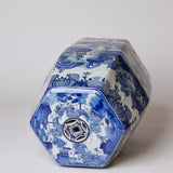 "Willow Ware" Blue and White Hexagonal Porcelain Garden Seat