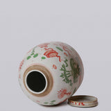 Pink and Green Porcelain Rustic Ancient Treasures Lidded Jar