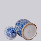 Blue and White Porcelain Scrolling Lotus Temple Jar