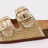 Cork Sole Double Buckle Sandal