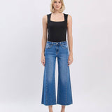 RAW HEM TWIST WIDE JEANS