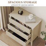 Large Fluted 3 Drawer Dresser, Modern Nightstand Cabinet
