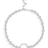 Metal Circle Charm Beaded Collar Necklace