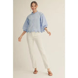 Eyelet Scallop Trim Top