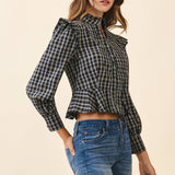 Plaid Peplum Hem Top
