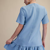 V-Neck Drop Waist Flare Hem Mini Dress