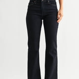 High Rise Scissor Cut Flare-Dark Wash