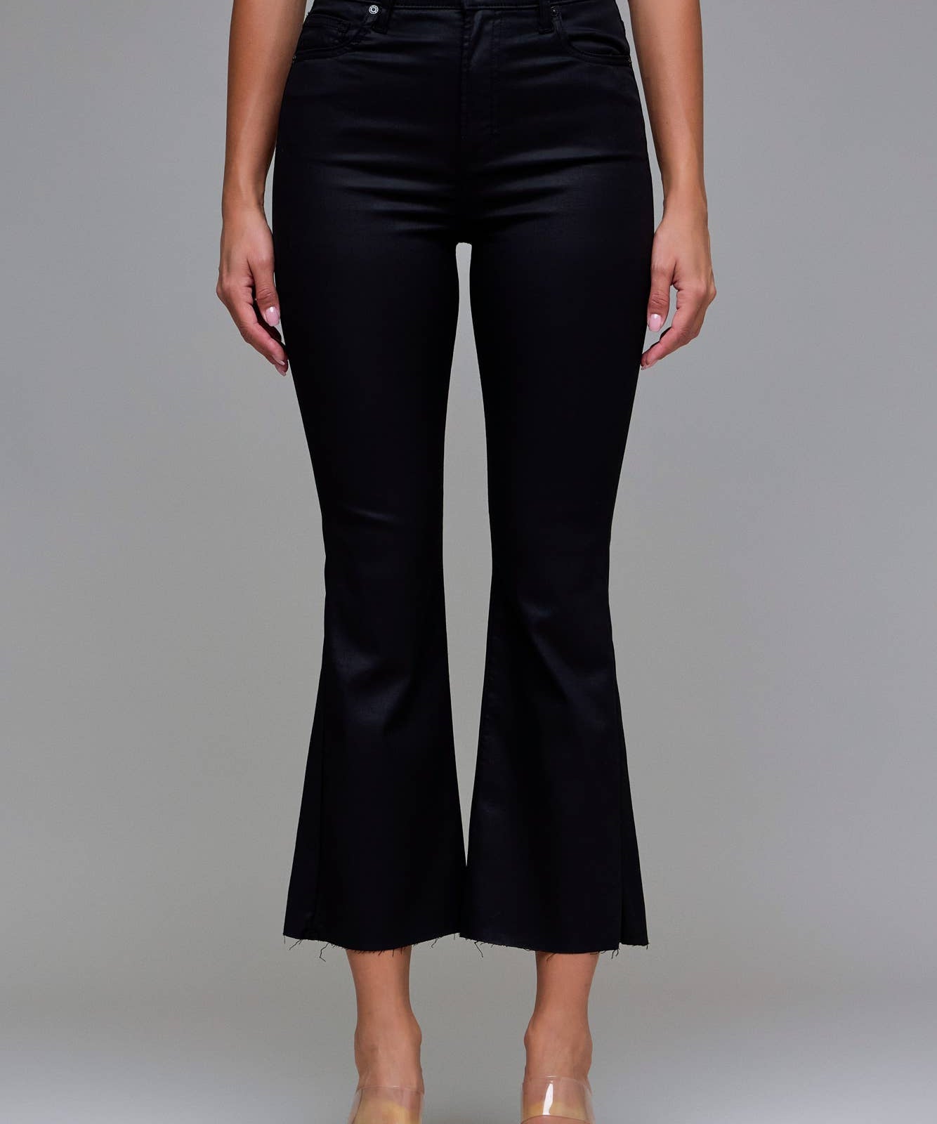 Black Coated Cropped Flare
