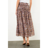 Smocked Waist Leopard Print Maxi Skirt