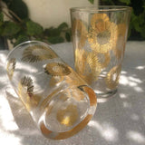 Set of 6 Tea Glasses Sunflower Clear Gold