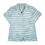 Scalloped Pajama Set Short - Cameron Blue