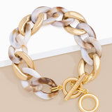Marbled Beige Mixed Curb Chain Bracelet