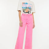 Neon Pink Wide Leg Jean