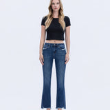 FRAYED HEM KICK FLARE JEANS