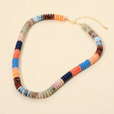 Flat Resin Disc Beaded Necklace