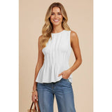 Pleated Peplum Sleeveless Top