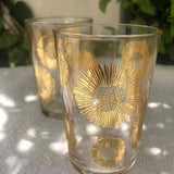 Set of 6 Tea Glasses Sunflower Clear Gold