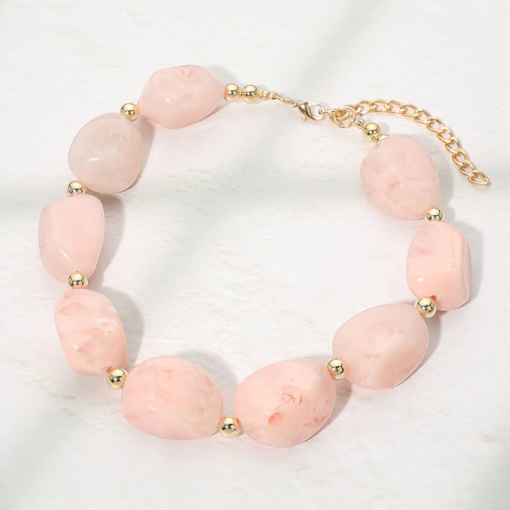 Chunky Resin Pebble Beaded Necklace