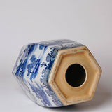 "Willow Ware" Blue and White Hexagonal Porcelain Garden Seat