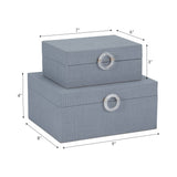 Wood and Velvet Circular Pull Boxes S/2