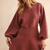 BALLON SLEEVE SWEATER DRESS