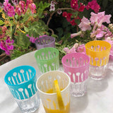 Set of 6 Tea Glasses Carved  Crowns Pastels