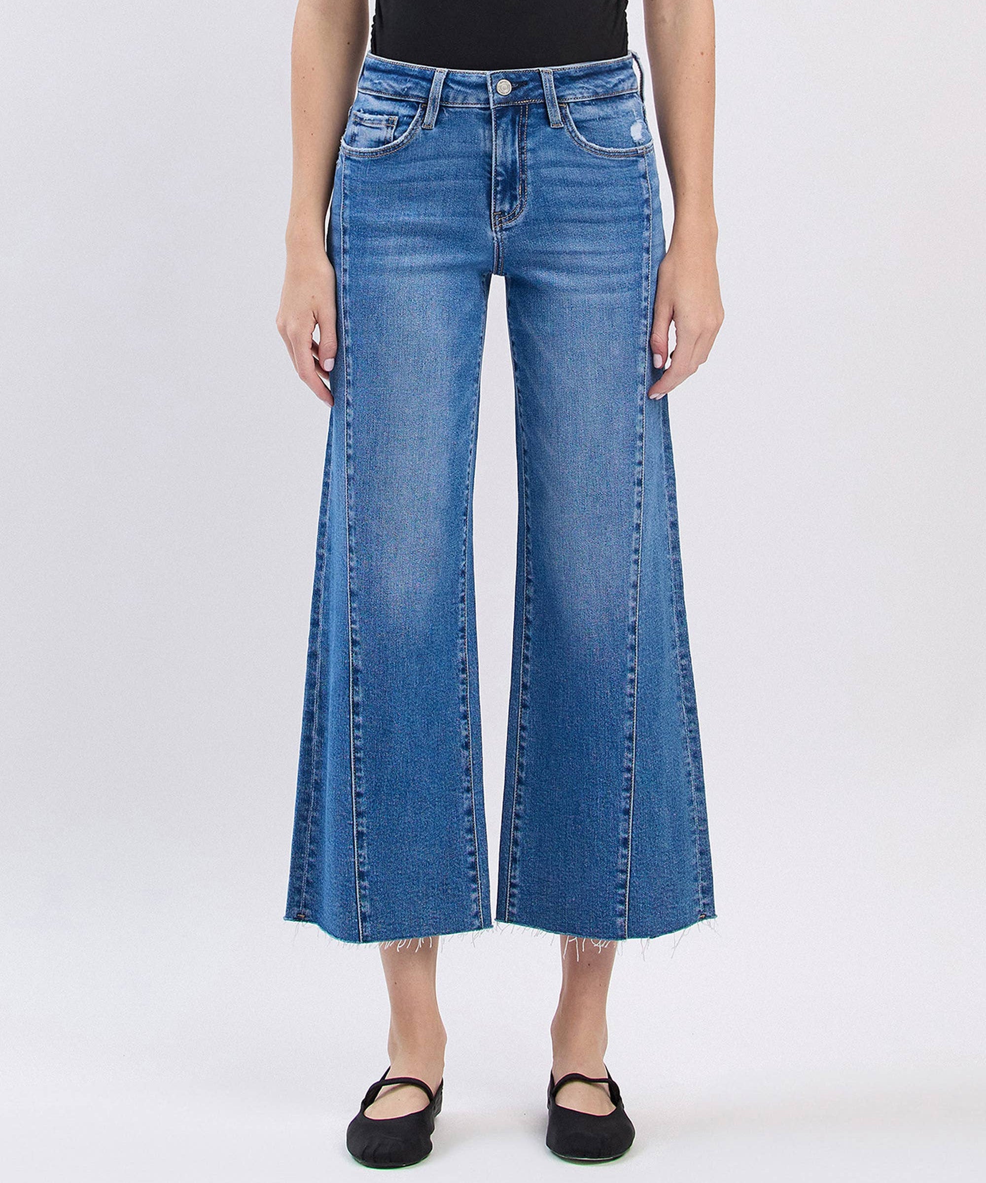 RAW HEM TWIST WIDE JEANS