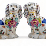 Tobacco Leaf Staffordshire Dog Pair